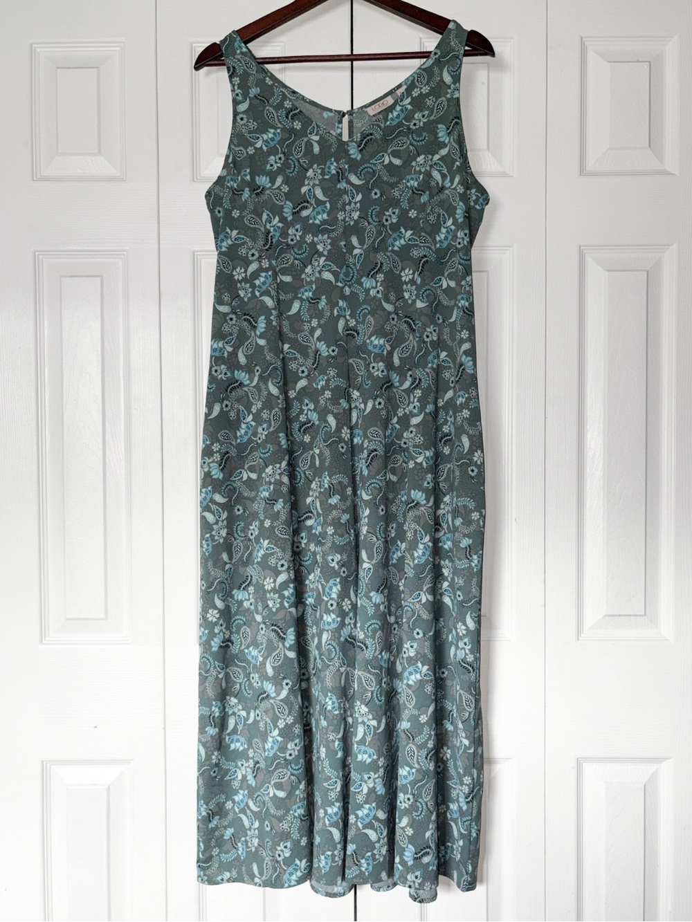 LOGO Lori Goldstein Wide Leg Jumpsuit Size Small | Summer Teal Floral Paisley